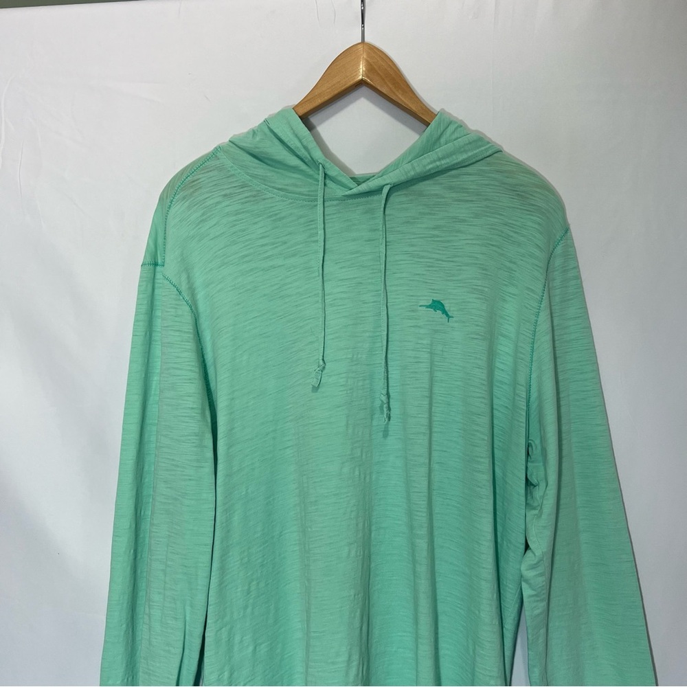 Tommy Bahama Mint Green Hoodie - Size Medium 100% Cotton - Chilly Beach Nights!